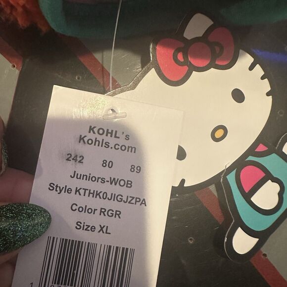 Hello Kitty Printed Fleece Christmas Sweater Jacket Size XL Sherpa Zip Up - Picture 8 of 9